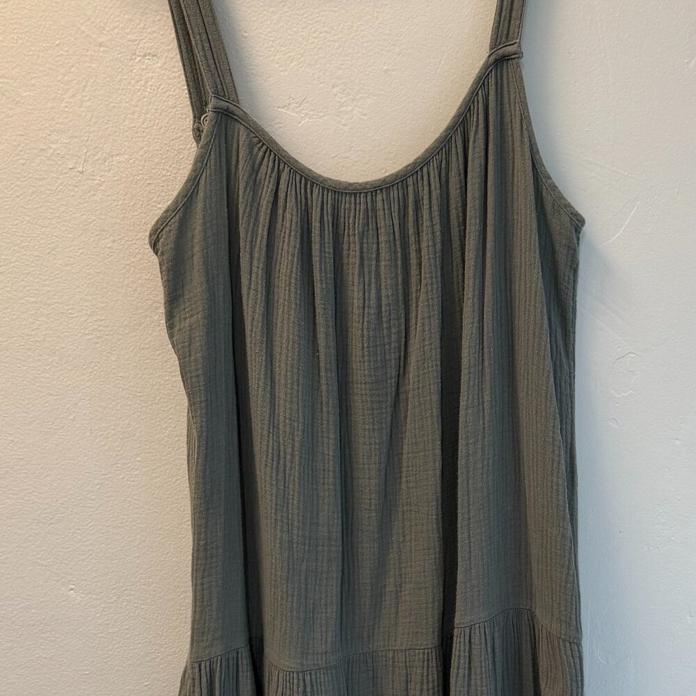BB Dakota by Steve Madden  Aria Tiered Cotton Sundress Olive Green - Size XL